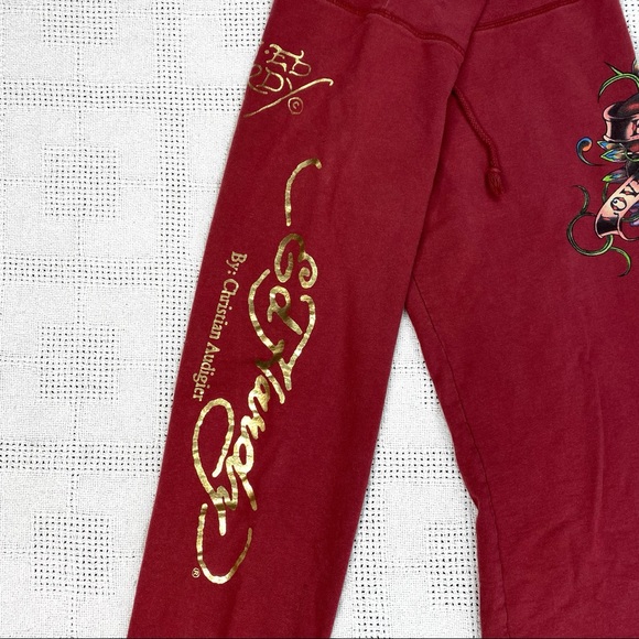 Red Ed Hardy sweat pants - Picture 3 of 6